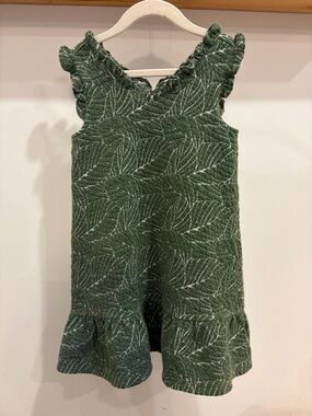 Janie and Jack Olive Green Quilted Ruffle Dress—Size 6